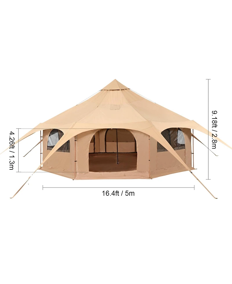 Sevorley Bell Tent 16.4 ft with Stove Jack, 4-Season Canvas Yurt Tent for 8 People Camping