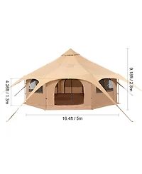 Sevorley Bell Tent 16.4 ft with Stove Jack, 4-Season Canvas Yurt Tent for 8 People Camping