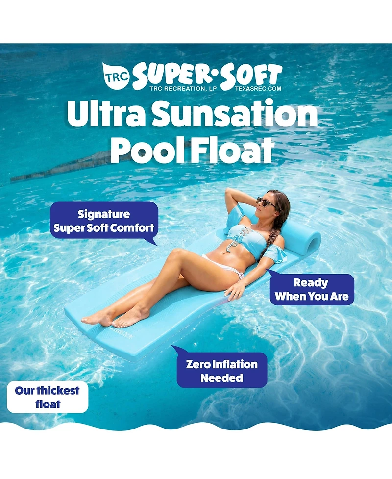 Trc Recreation Ultra Sunsation 2.5 Inch Thick Foam Pool Float Mat, Tropical Teal