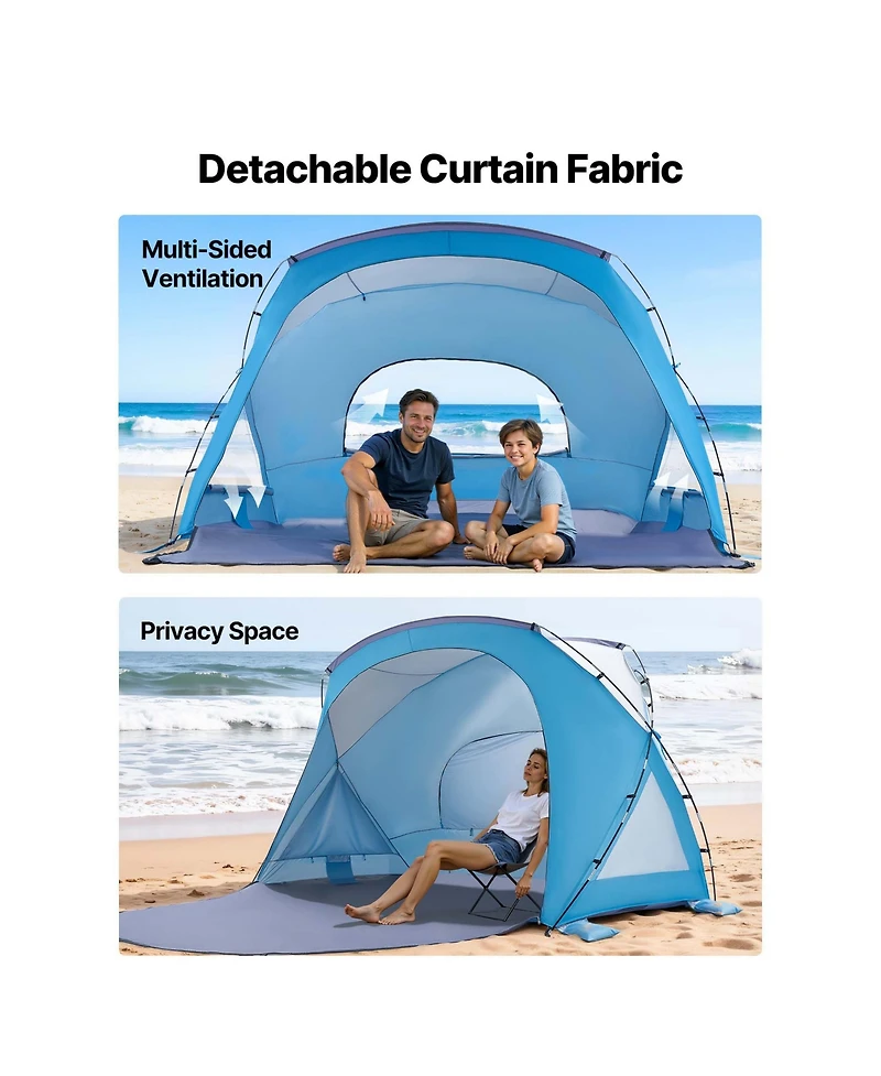 Sevorley 6-Person Beach Tent Sun Shelter with Upf 50 Plus Canopy and Mesh Windows