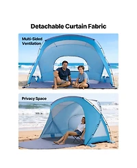 Sevorley 6-Person Beach Tent Sun Shelter with Upf 50 Plus Canopy and Mesh Windows