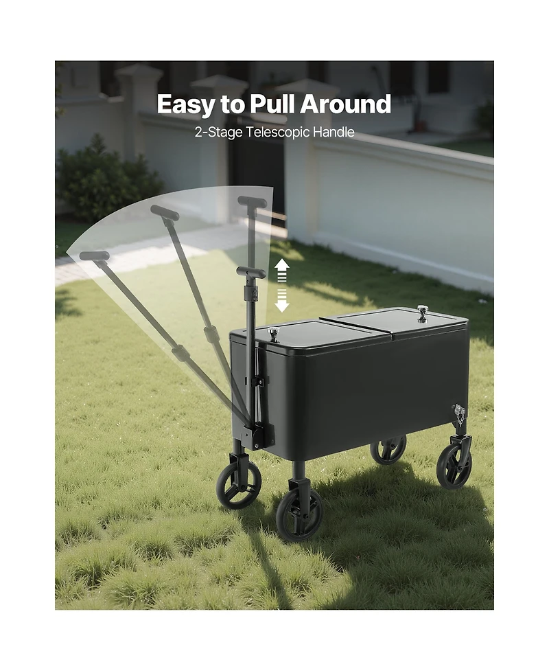 Sevorley Rolling Ice Chest Cart, 80 qt, Telescopic Handle, Holds 110 Cans