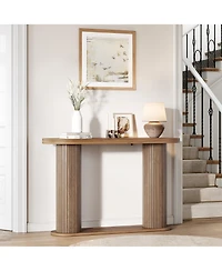 homfan Fluted Console Table – 42.5" Narrow Entryway Sofa with Storage Shelf, Elegant Wood-Look Finish, for Living Room, Hallway, Foyer