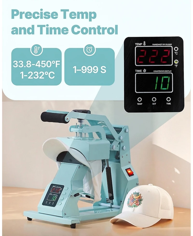 Sevorley 4-in-1 Hat Heat Press Machine with 4 Interchangeable Platens
