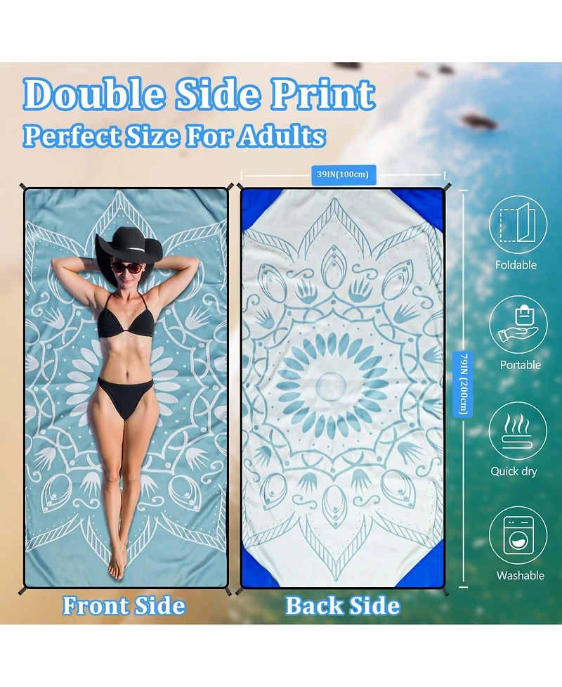 Piscifun Waterproof Sandproof Beach Blanket With Sand Remover Portable Outdoor Camping Mat