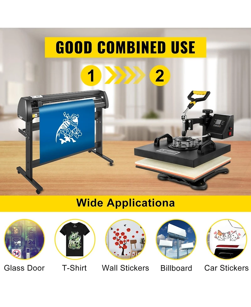 Sevorley 5-in-1 Heat Press with 53-inch Vinyl Cutter Plotter Kit