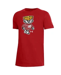 Under Armour Big Boys and Girls Red Wisconsin Badgers 2026 Lambeau Field Collection Bucky Cheesehead Performance T-Shirt