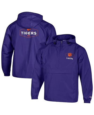 Champion Men's Purple Clemson Tigers Delay Packable Half-Zip Jacket