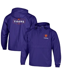 Champion Men's Purple Clemson Tigers Delay Packable Half-Zip Jacket
