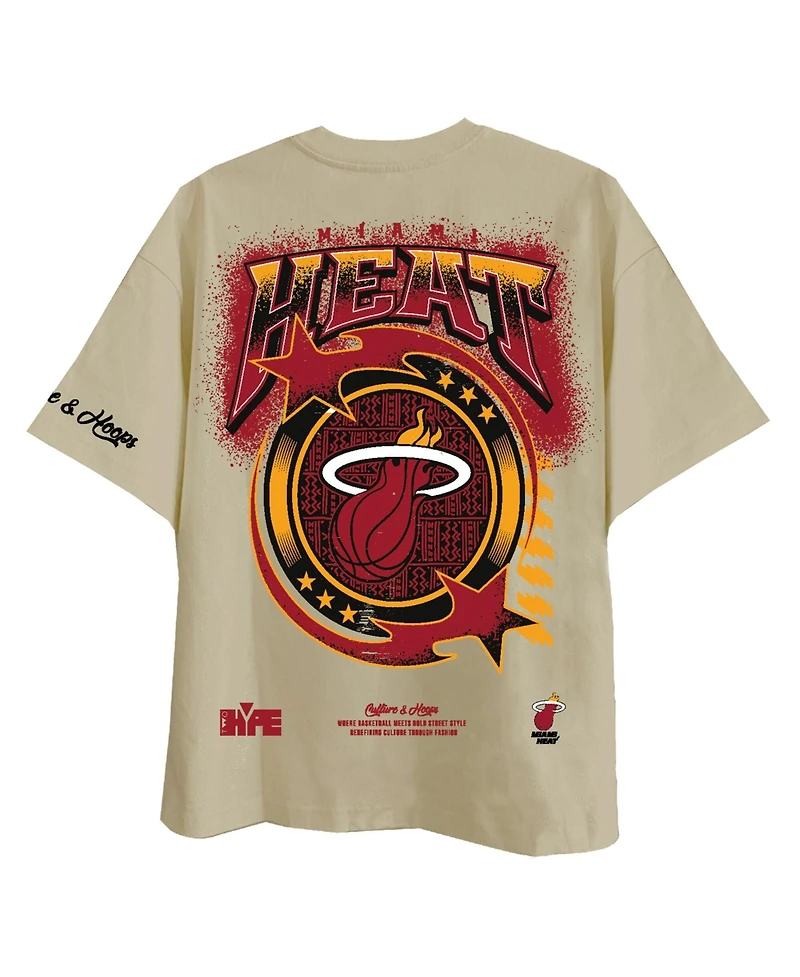 Two Hype Men's and Women's Cream Miami Heat Drip Dime Elevated Drop Shoulder T-Shirt