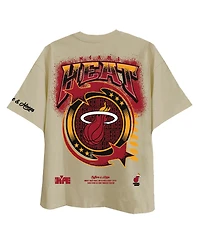 Two Hype Men's and Women's Cream Miami Heat Drip Dime Elevated Drop Shoulder T-Shirt