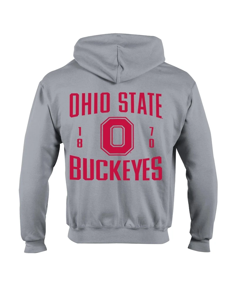 Champion Men's Heather Gray Ohio State Buckeyes Varsity Powerblend Full-Zip Fleece Hoodie