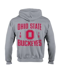 Champion Men's Heather Gray Ohio State Buckeyes Varsity Powerblend Full-Zip Fleece Hoodie