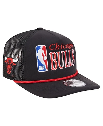 New Era Men's Black Chicago Bulls Team Logo Foam Front 19TWENTY A-Frame Trucker Adjustable Hat