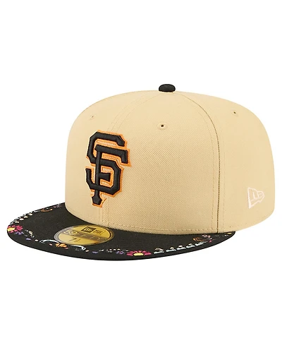 New Era Men's Light Beige San Francisco Giants Two-Tone Embroidered Visor 59FIFTY Fitted Hat