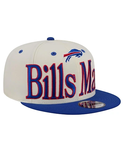 New Era Men's Cream Buffalo Bills Bills Mafia Oversized Slogan 9FIFTY Snapback Hat