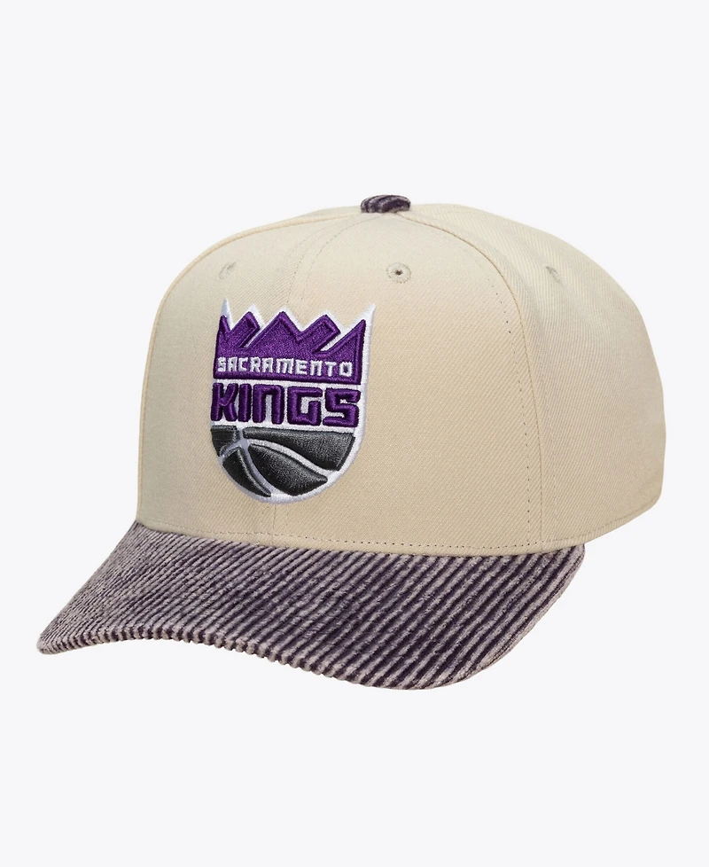 Mitchell & Ness Men's Cream/Purple Sacramento Kings Washed Corduroy Pro Crown Snapback Hat