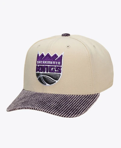 Mitchell & Ness Men's Cream/Purple Sacramento Kings Washed Corduroy Pro Crown Snapback Hat