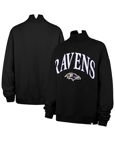 47 Brand Women's Black Baltimore Ravens Oversized Vantage Mock Neck Sweatshirt