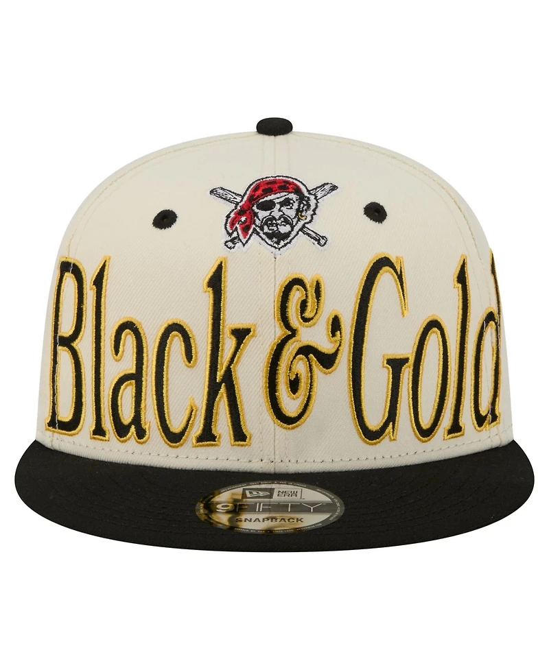 New Era Men's Cream Pittsburgh Pirates Oversized Slogan 9FIFTY Snapback Hat