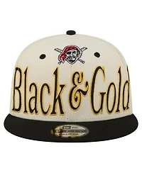 New Era Men's Cream Pittsburgh Pirates Oversized Slogan 9FIFTY Snapback Hat