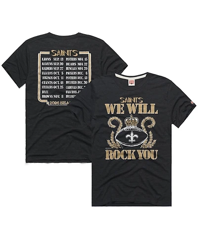 Homage Men's and Women's Charcoal New Orleans Saints 2026 Nfl Schedule Queen Tri-Blend T-Shirt
