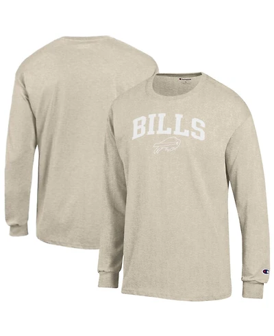 Champion Men's Heather Oatmeal Buffalo Bills White Ink Jersey Long Sleeve T-Shirt