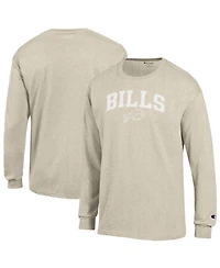 Champion Men's Heather Oatmeal Buffalo Bills White Ink Jersey Long Sleeve T-Shirt