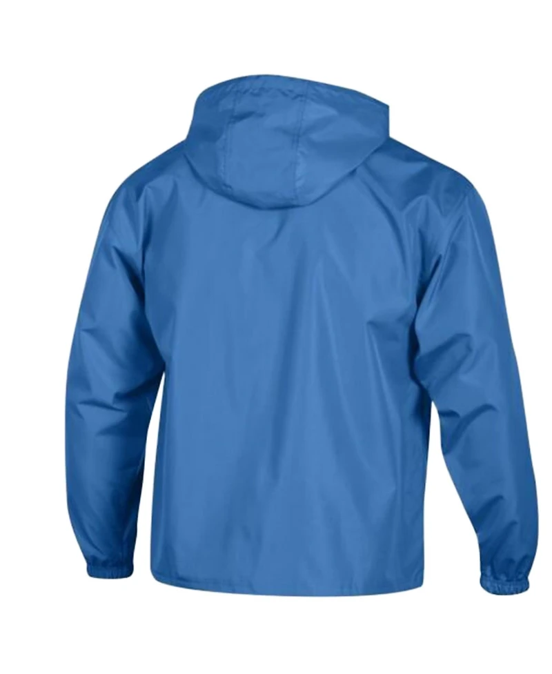 Champion Men's Blue Detroit Lions Packable Hooded Windbreaker Half-Zip Sweatshirt
