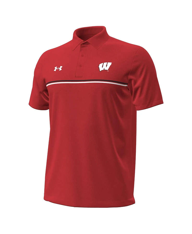 Under Armour Men's Red Wisconsin Badgers Performance Drive Chest Stripe Polo Shirt