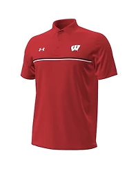 Under Armour Men's Red Wisconsin Badgers Performance Drive Chest Stripe Polo Shirt