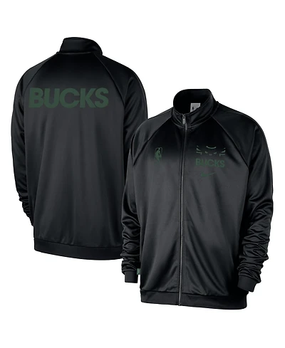 Nike Men's  Black Milwaukee Bucks Courtside Pique Club Full-Zip Track Jacket