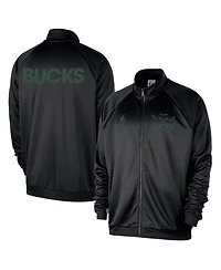 Nike Men's  Black Milwaukee Bucks Courtside Pique Club Full-Zip Track Jacket