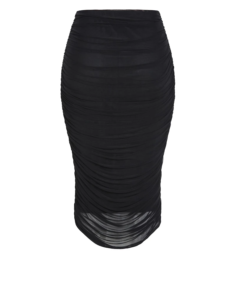 City Chic Plus Anastasia High-Waisted Ruched Midi Skirt