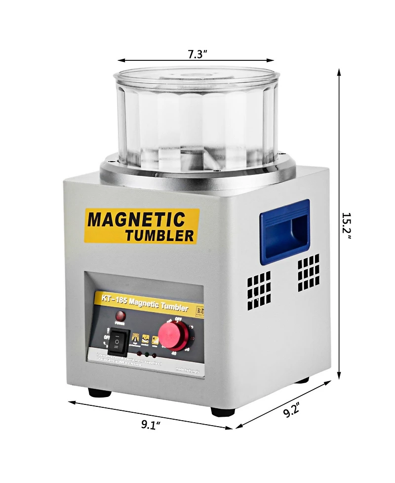 Sevorley Magnetic Tumbler, 185mm Jewelry Polisher Finisher with Adjustable Direction and 60-Minute Timer, 2000 Rpm