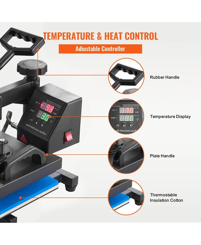 Sevorley Swing-Away Heat Press Machine for T-Shirts, Digital Sublimation Transfer Press