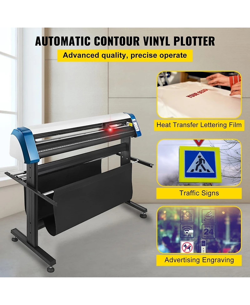 Sevorley Automatic Contour Vinyl Cutter Plotter with Floor Stand and Optical Eye