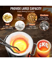 Sevorley 6 Kg Propane Melting Furnace Kit, Metal Foundry with Graphite Crucible and Tongs