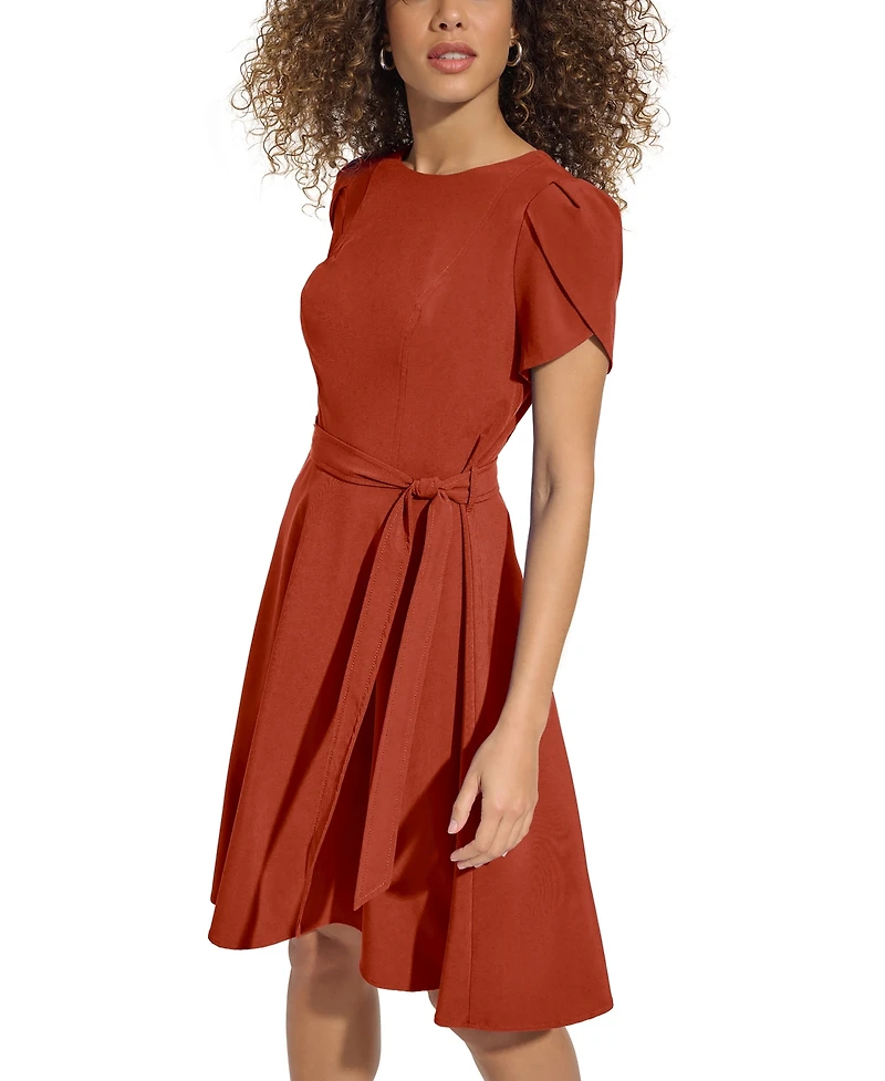 Calvin Klein Women's Tulip Sleeve Fit & Flare Dress