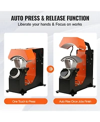 Sevorley 3-in- 1 Automatic Hat Heat Press with 3 Interchangeable Platens