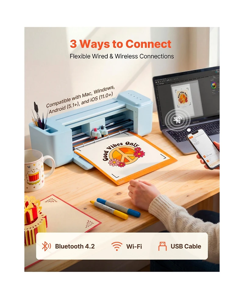 Sevorley Vinyl Cutting Machine, Button-Controlled Smart Cutter with 20,000 Plus Built-In Designs