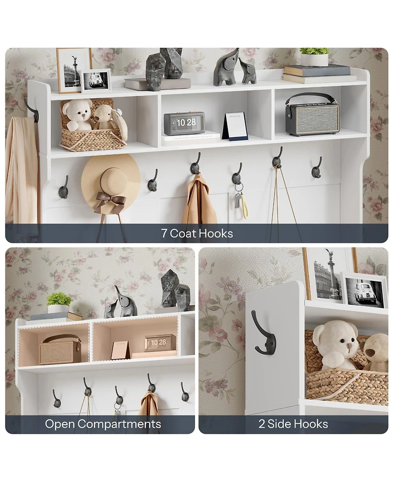 Slickblue Entryway Hall Tree with Shoe Cabinet, Coat Rack And Storage Bench for Hallway and Foyer