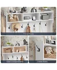 Slickblue Entryway Hall Tree with Shoe Cabinet, Coat Rack And Storage Bench for Hallway and Foyer