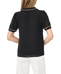 CeCe Women's Peter Pan Collar Puff Short-Sleeve Blouse