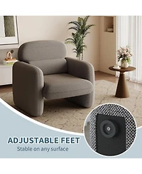 homfan Modern Accent Chair, Upholstered Reading Armchair with Wood Frame, Plush Chenille, for Living Room, Bedroom and Corner