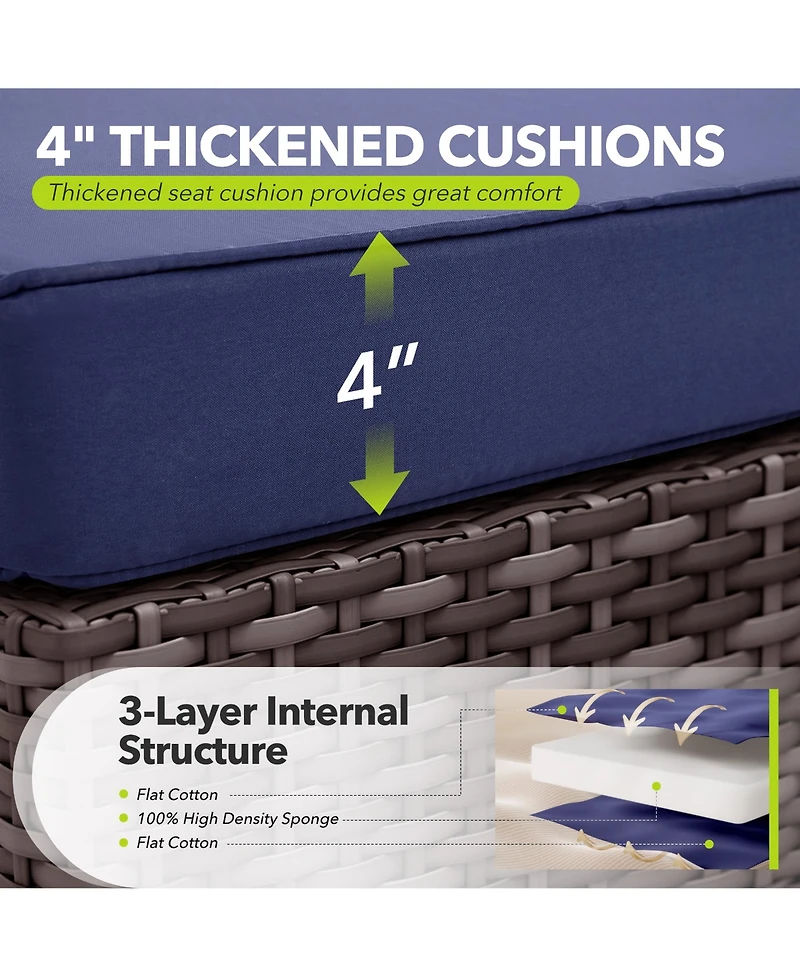 gaomon Patio Furniture Cushions Set 14-Piece,Replacement Outdoor for 6-Seat Sectional,Deep Seat Cushion Sofa