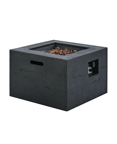Mondawe Square Mgo Propane Fire Pit Table, 40,000 Btu Outdoor Gas with Steel Burner, Adjustable Flame, Lava Rocks and Rain Cover