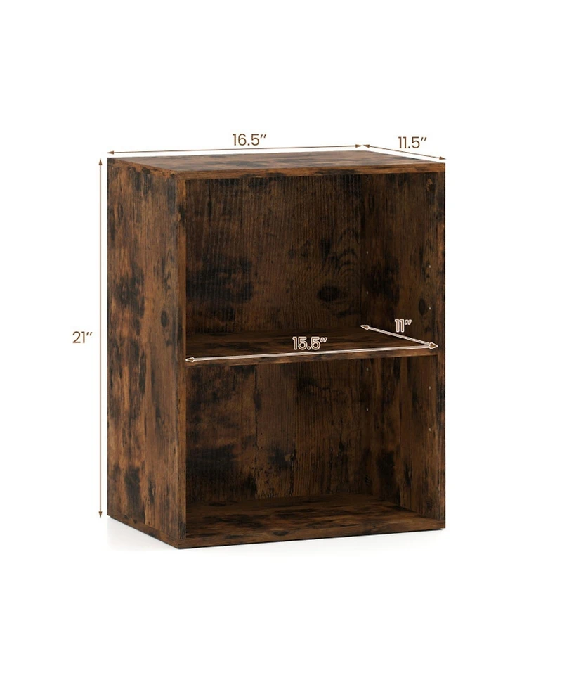 Sugift 2-Cube Floor Standing Bookcase with 5-Position Adjustable Shelf