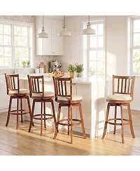 Sugift Swivel Bar Stools Set of 4 with Faux Leather Upholstered Seat