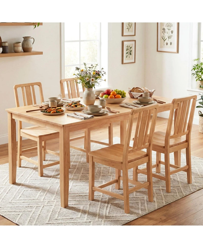 Sugift Rubber Wood Dining Chairs with Breathable Hollowed Backrest